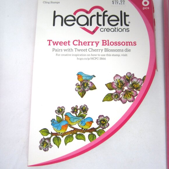 Heartfelt Creations Tweet Cherry Blossoms Cling Stamps Bird Floral - Picture 2 of 3